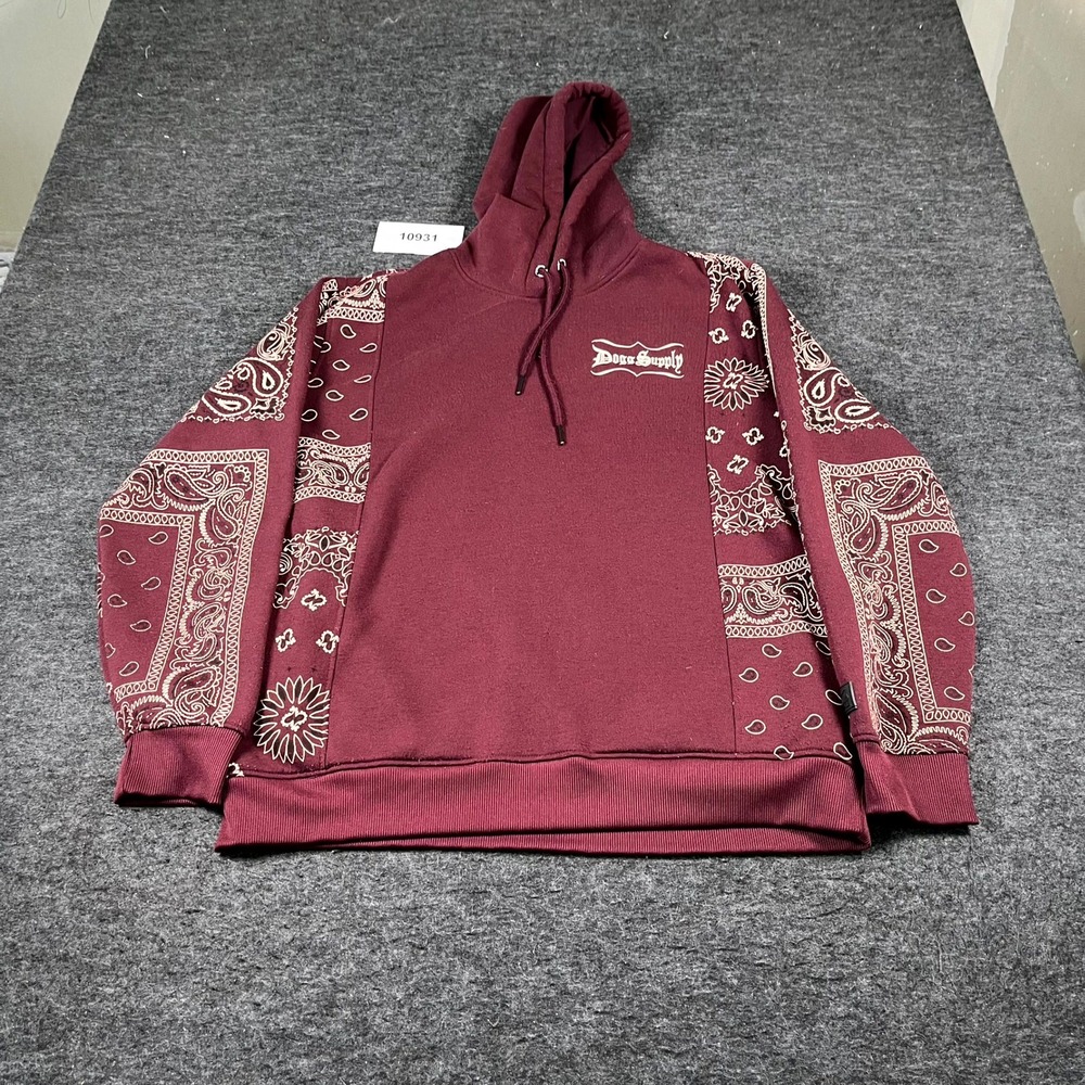 Dogg Supply by Snoop Dogg Hoodie Mens L Maroon Bandana Paisley Kangaroo Pocket